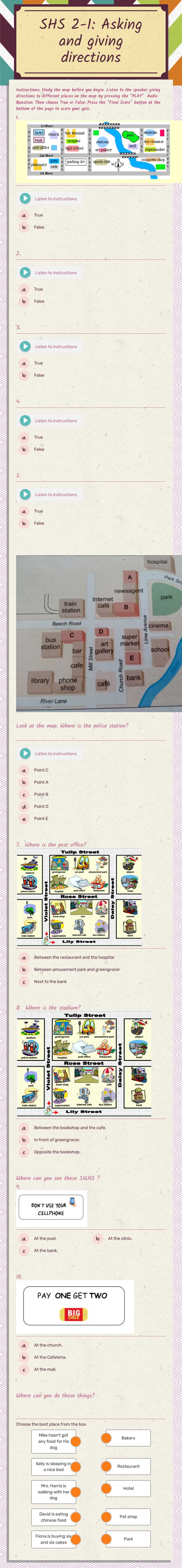 SHS 2-1: Asking and giving directions worksheet preview image
