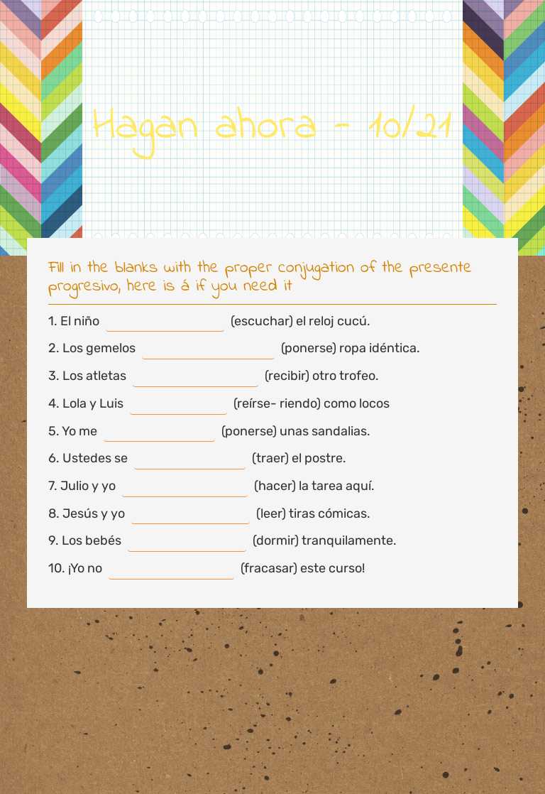 Hagan ahora - 10/21 worksheet preview image