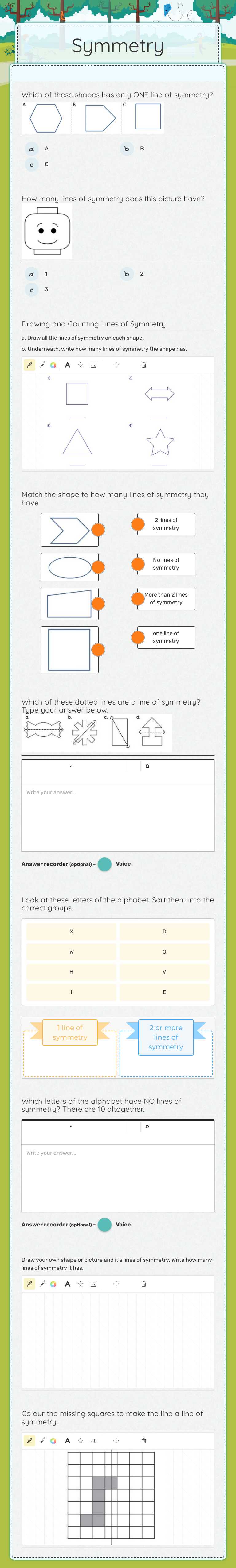 Symmetry worksheet preview