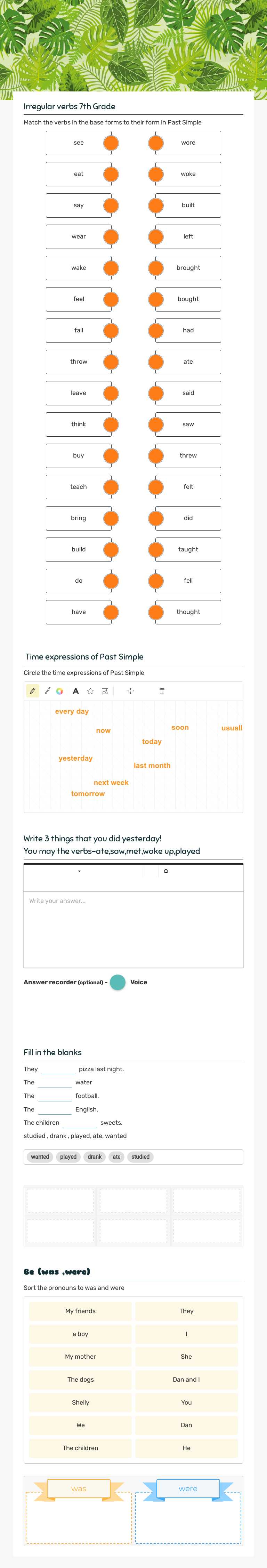 Past Simple worksheet preview image