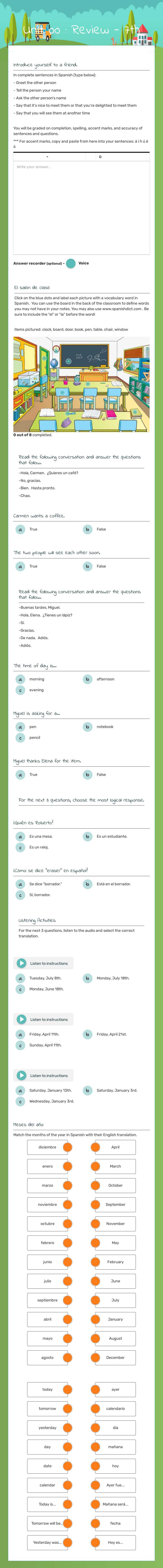 Unit 00 : Review - 7th worksheet preview image