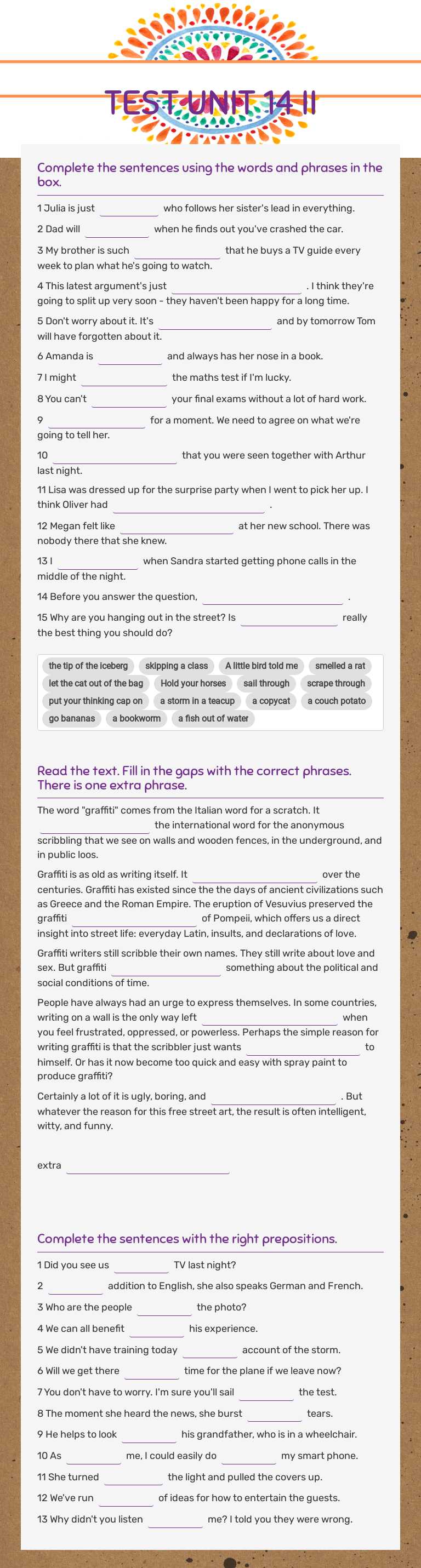 TEST  UNIT  14 II worksheet preview image