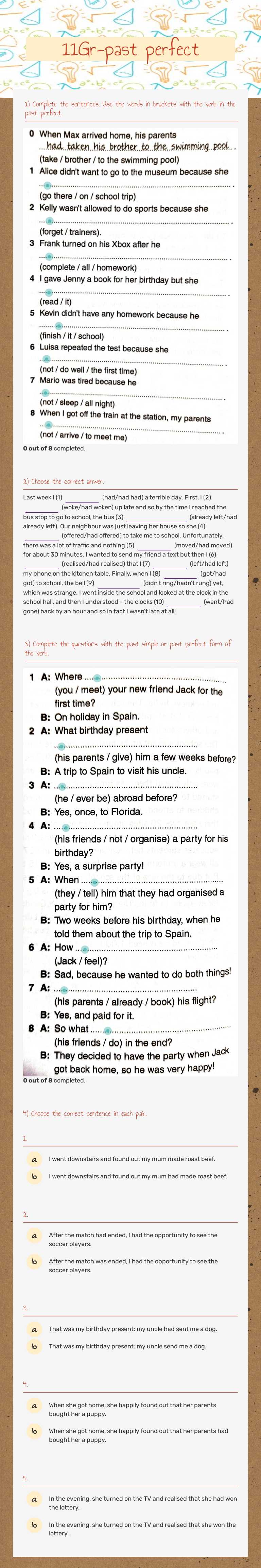 11Gr-past perfect worksheet preview image