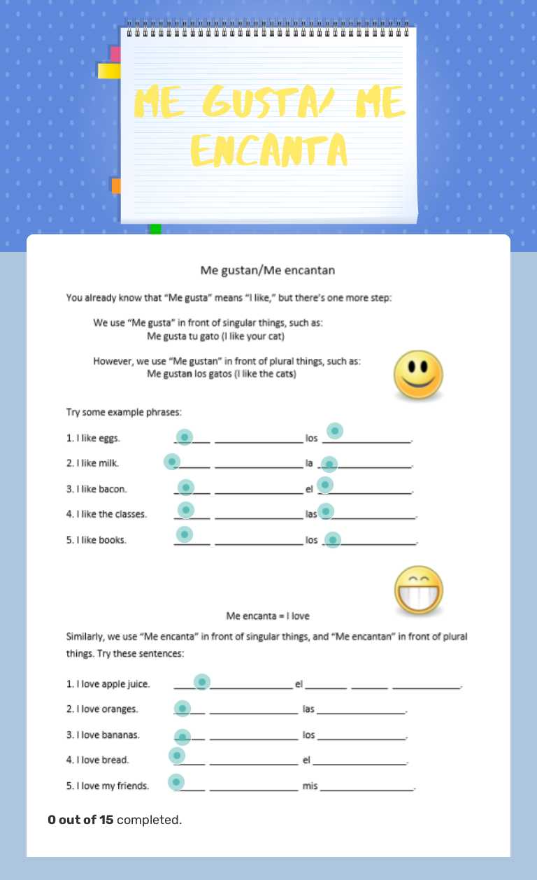 Me gusta/ Me encanta worksheet preview image