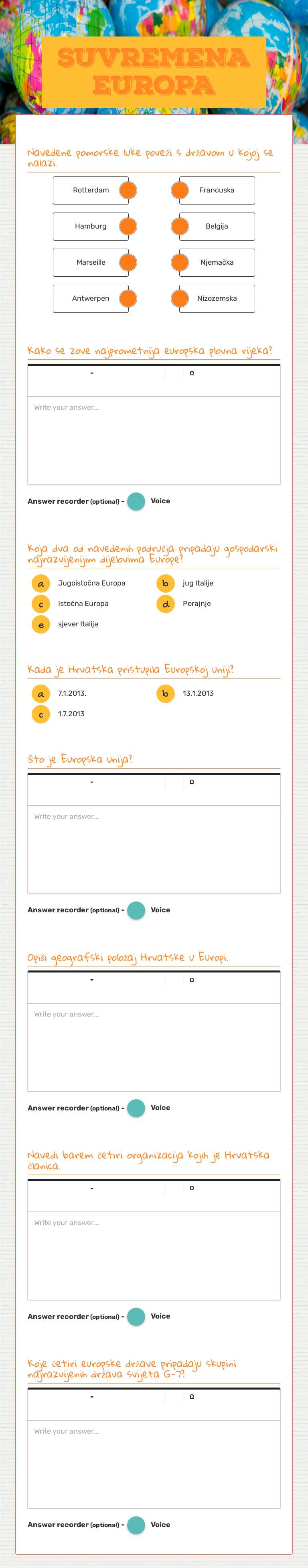 SUVREMENA EUROPA worksheet preview image