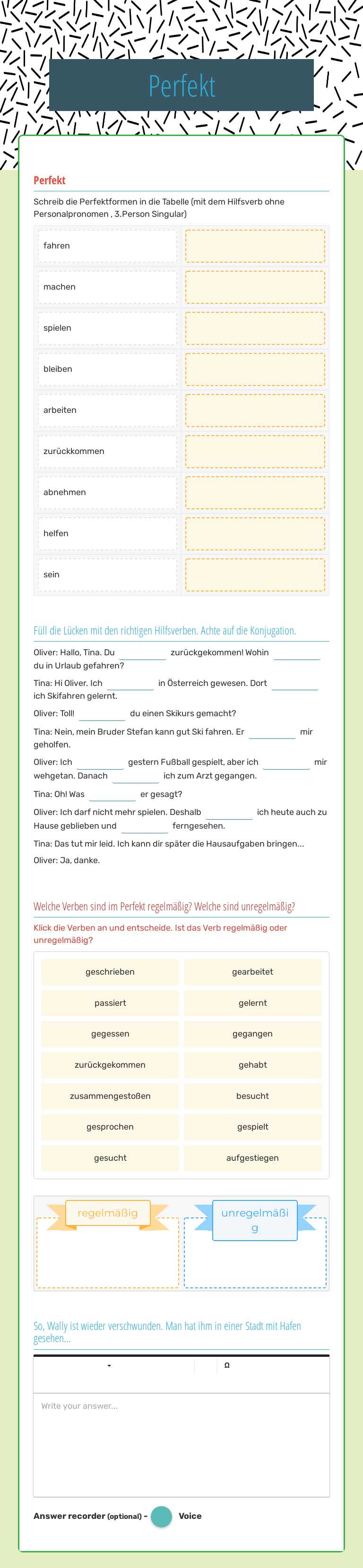 Perfekt Other worksheet preview
