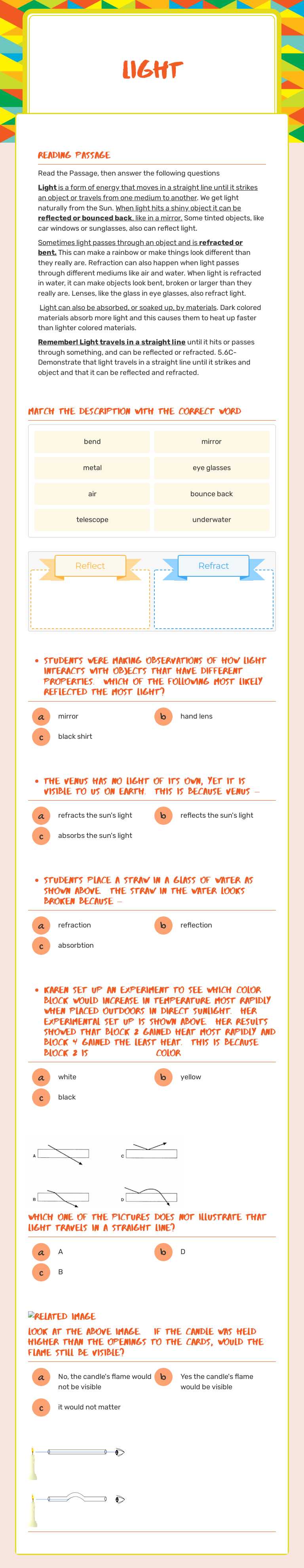 Light worksheet preview image