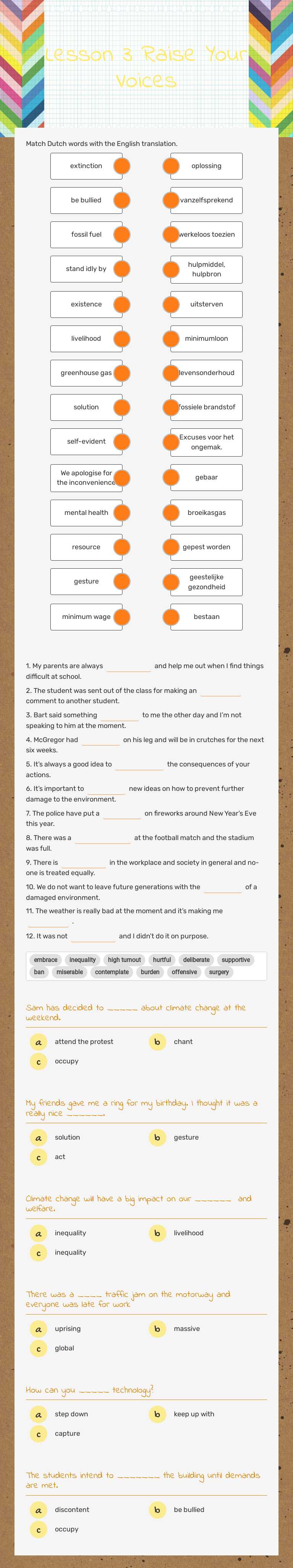 Lesson 3 Raise Your Voices worksheet preview image