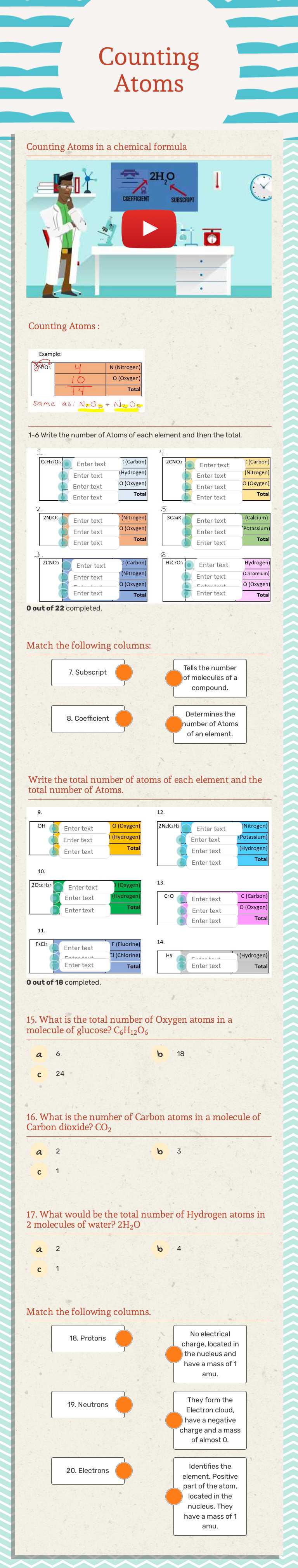 Counting Atoms worksheet preview image