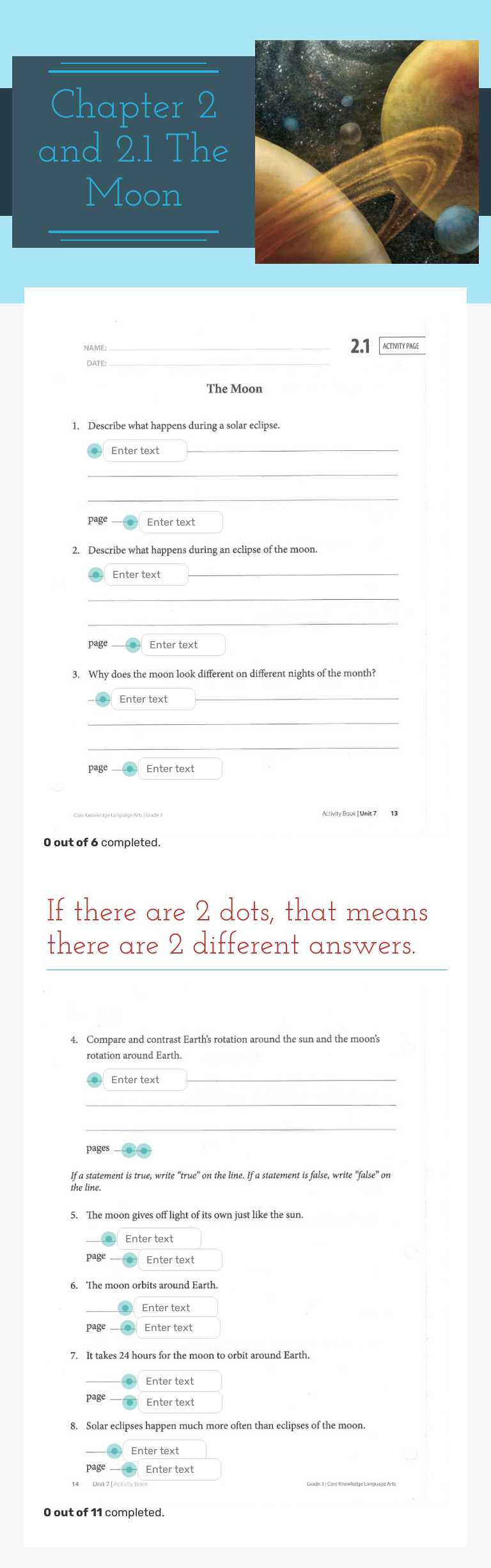 Chapter 2 and 2.1
The Moon Grade 3 worksheet preview