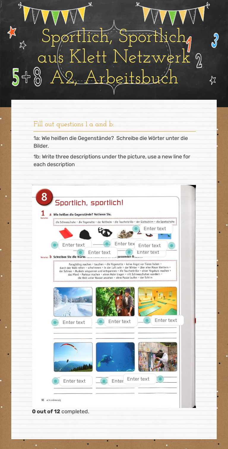 Sportlich, Sportlich
aus Klett Netzwerk A2, Arbeitsbuch worksheet preview image