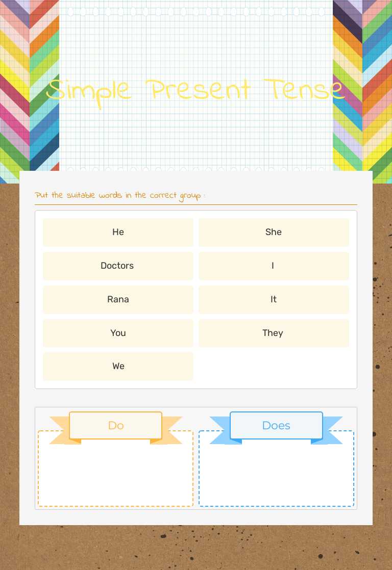 Simple Present Tense Grade 10 worksheet preview