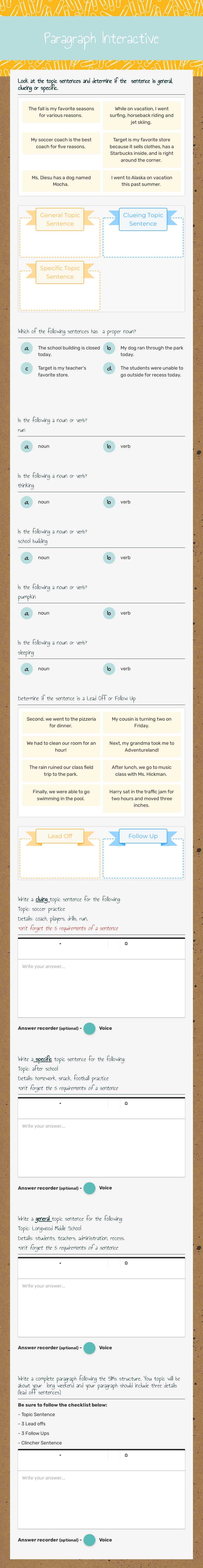 Paragraph Interactive worksheet preview image
