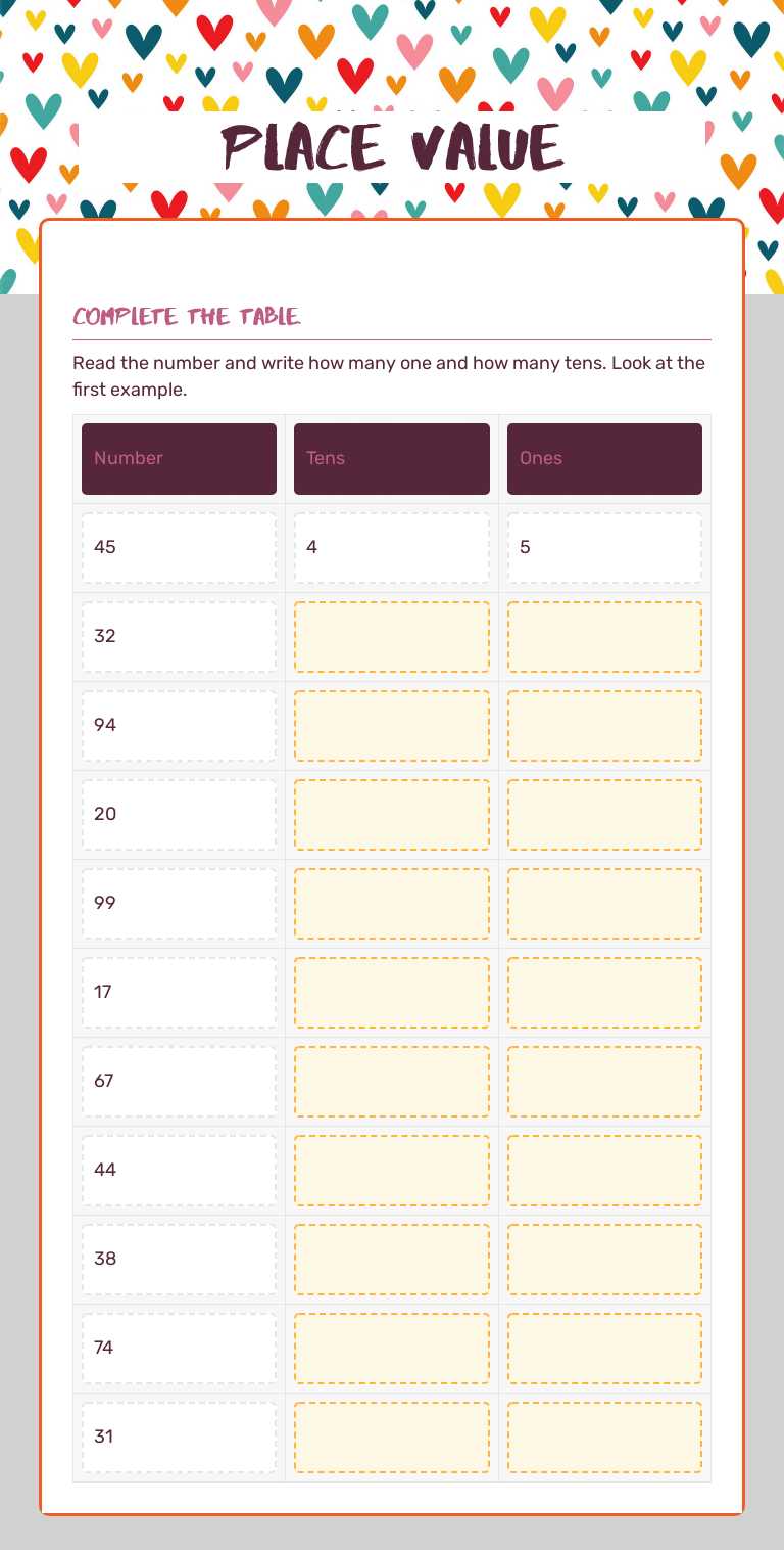 Place Value worksheet preview image