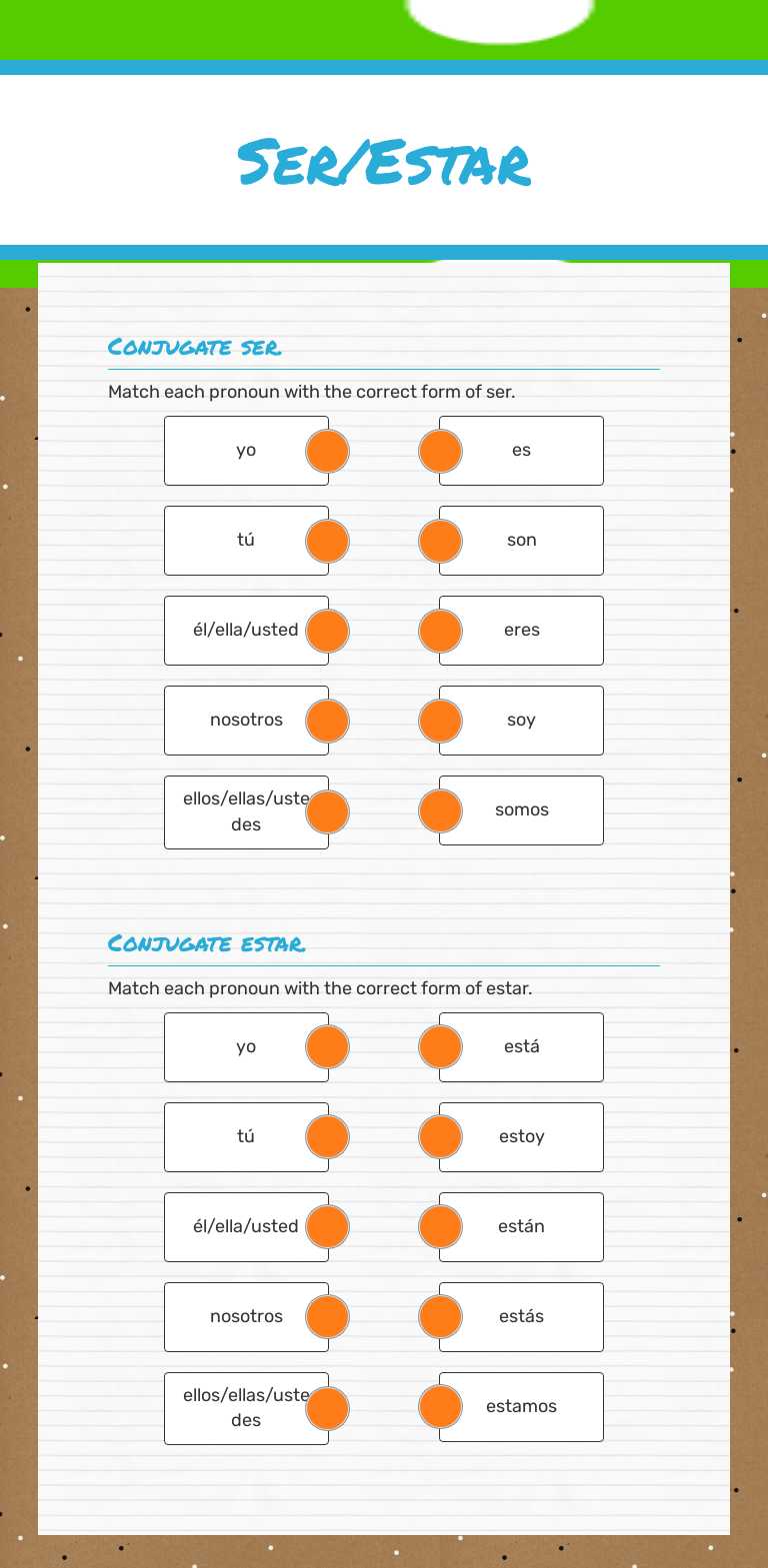 Ser/Estar Grade 10 worksheet preview
