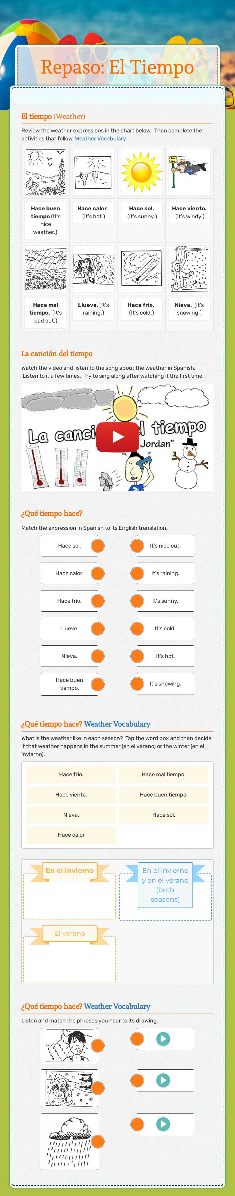 Repaso:  El Tiempo worksheet preview image