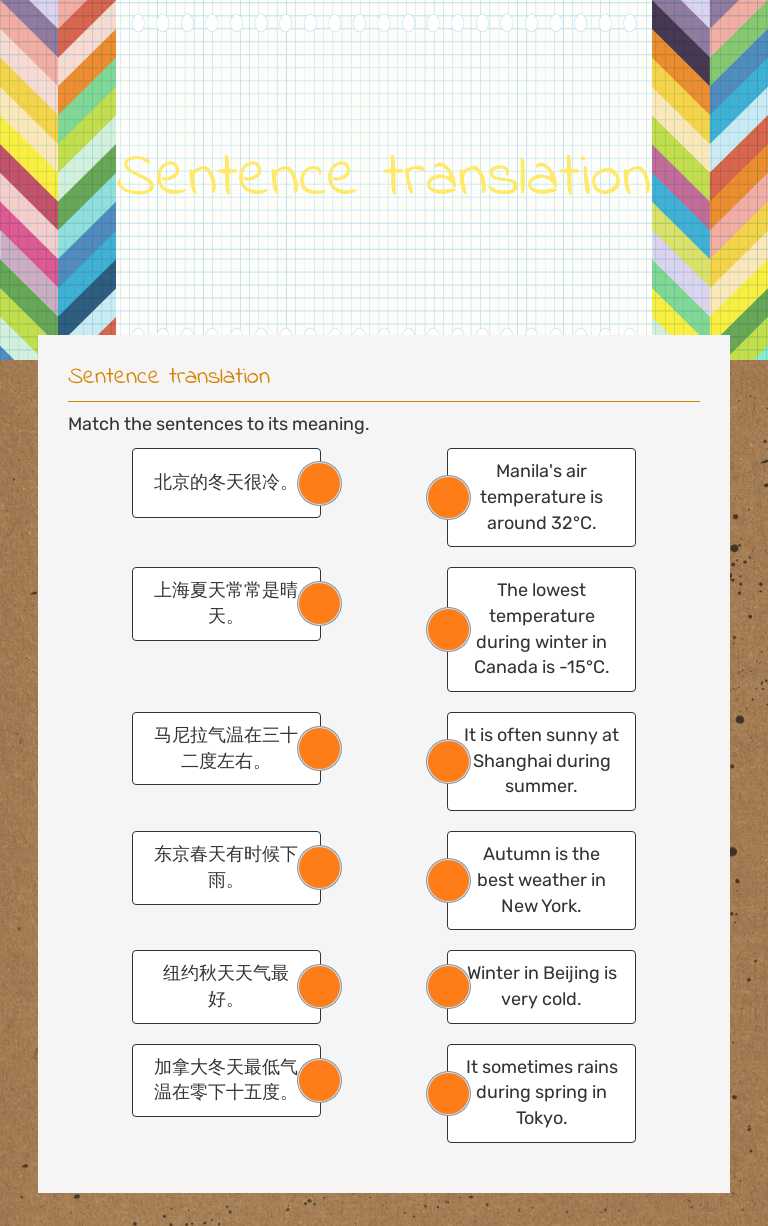 Sentence translation worksheet preview