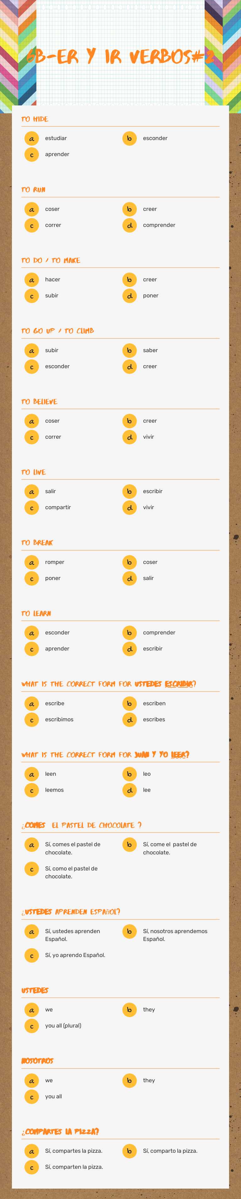 6B-ER y IR verbos#2 Grade 7 worksheet preview