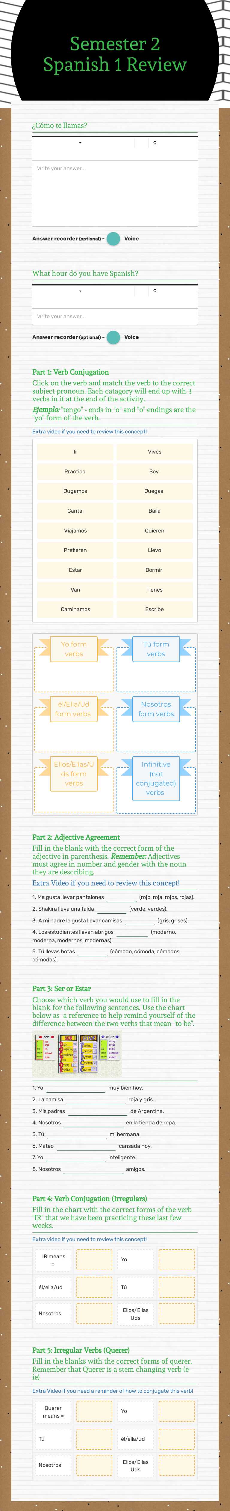 Semester 2
Spanish 1
Review worksheet preview image