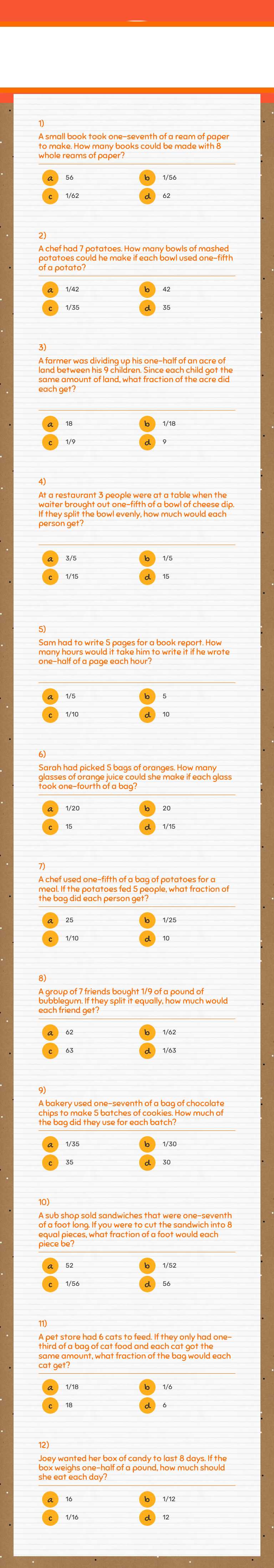 2023 Dividing Fractions: 
Word Problems worksheet preview image