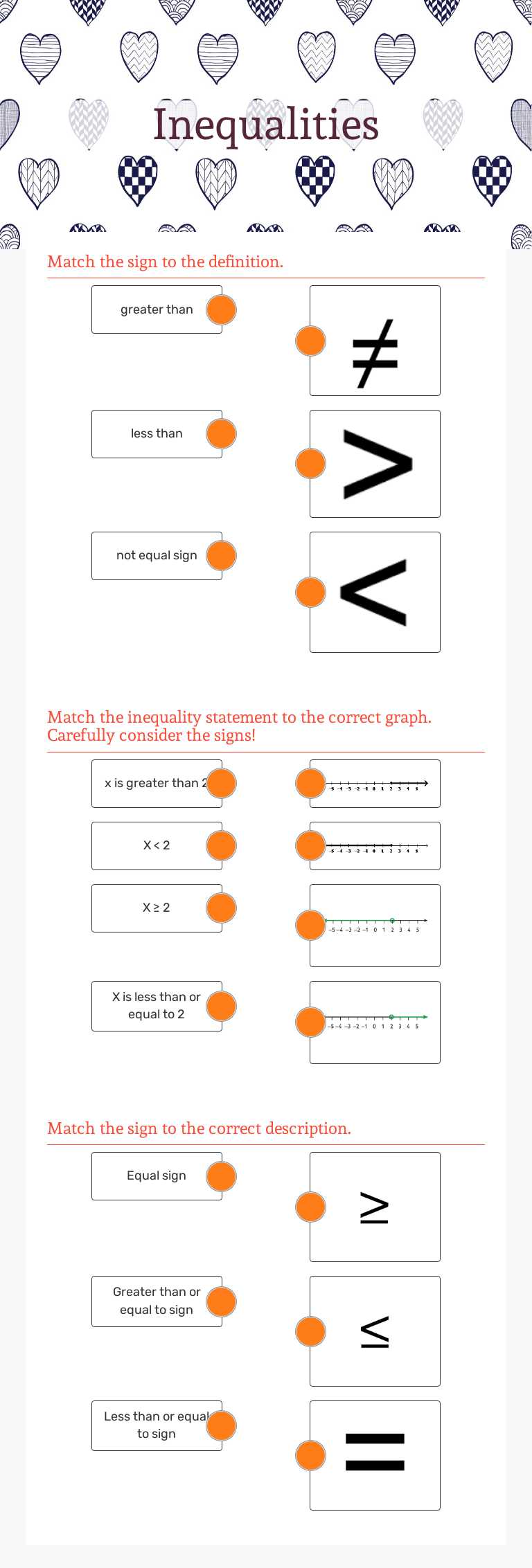 Inequalities worksheet preview image
