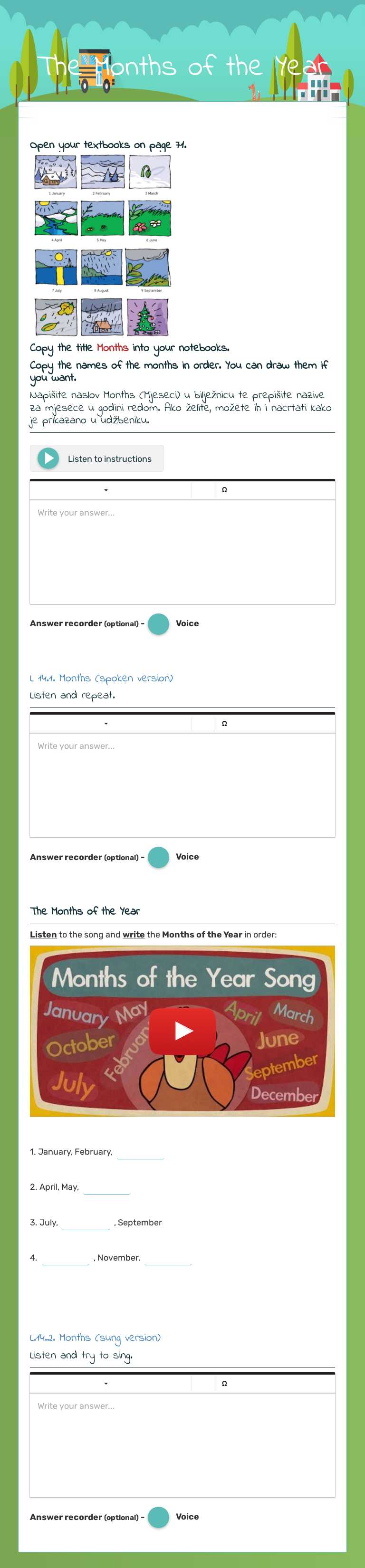The Months of the Year Grade 3 worksheet preview