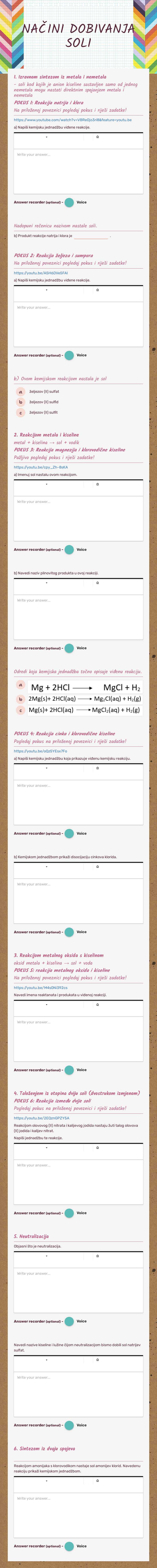 NAČINI DOBIVANJA SOLI worksheet preview image
