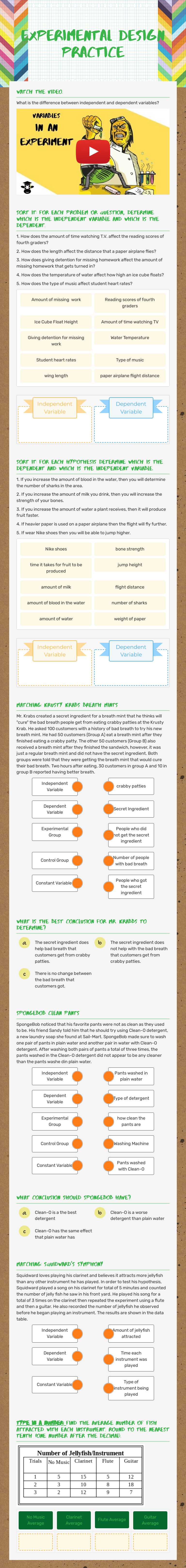 Experimental Design Practice worksheet preview image
