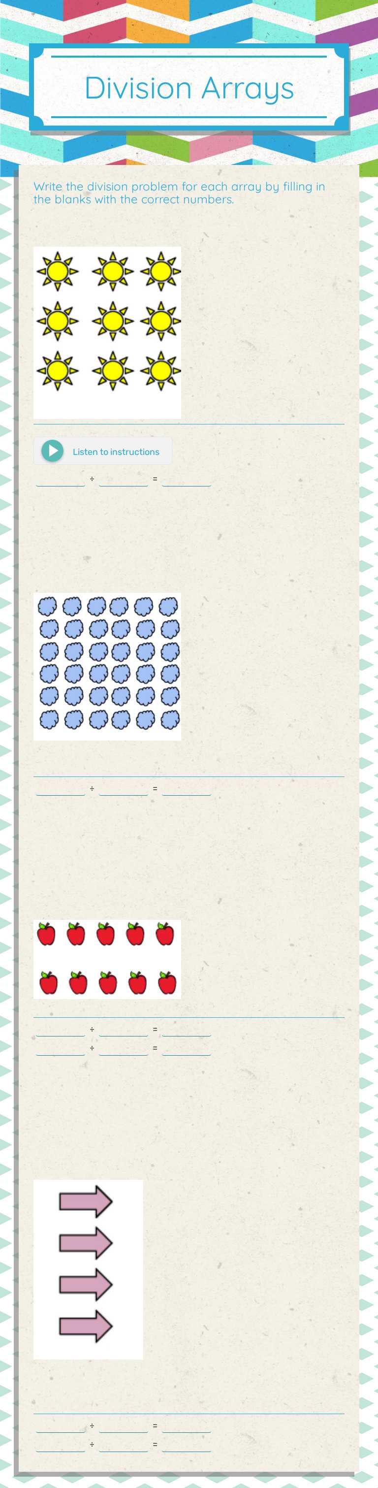 Division Arrays worksheet preview image