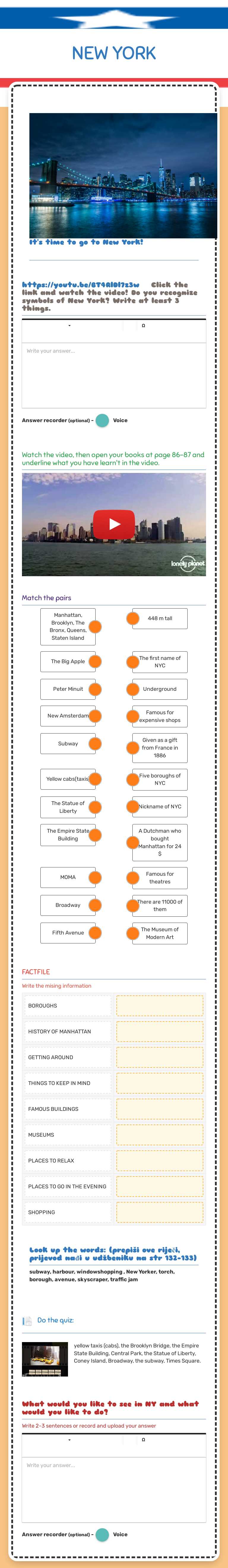 NEW YORK Grade 7 worksheet preview