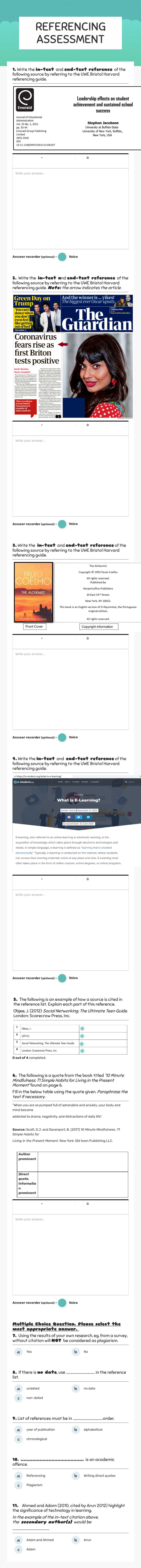REFERENCING 
   ASSESSMENT Other worksheet preview