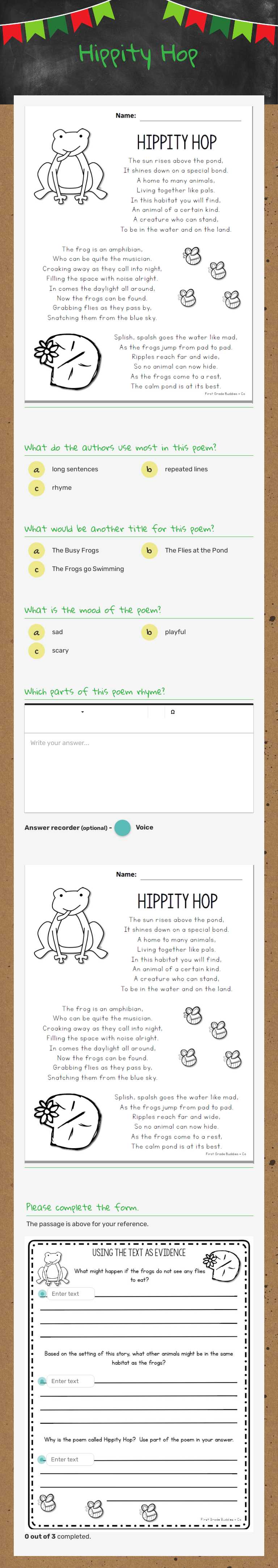 Hippity Hop worksheet preview image
