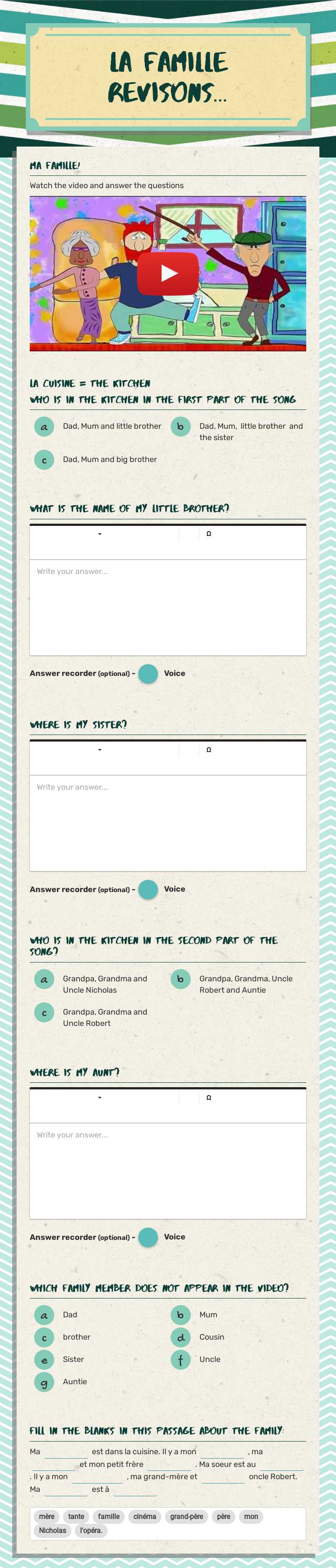 La Famille
Revisons... worksheet preview image