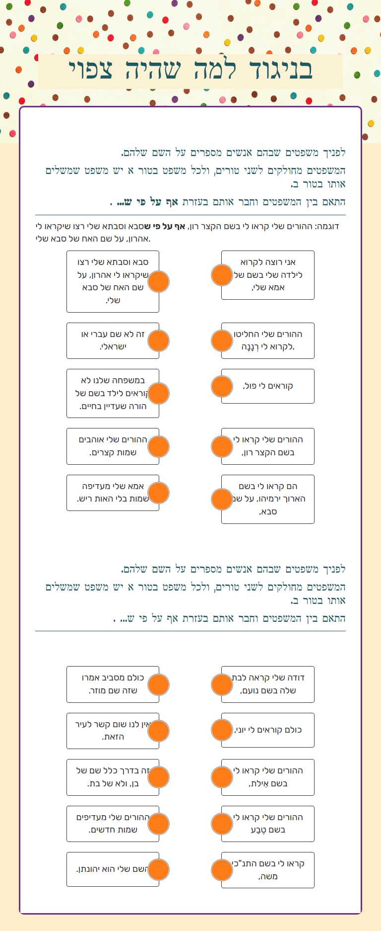 בניגוד למה שהיה צפוי worksheet preview image