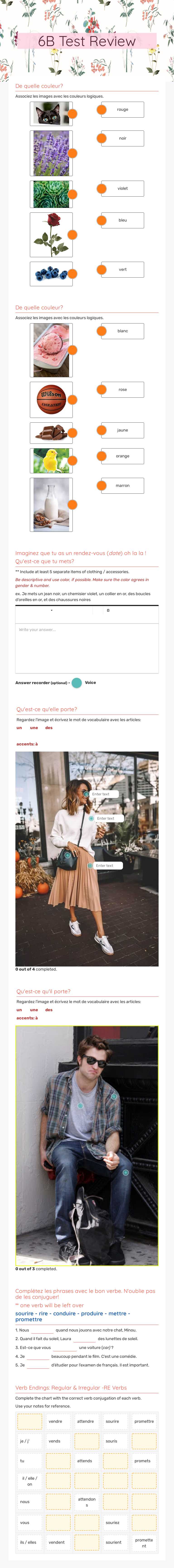 6B Test Review worksheet preview image