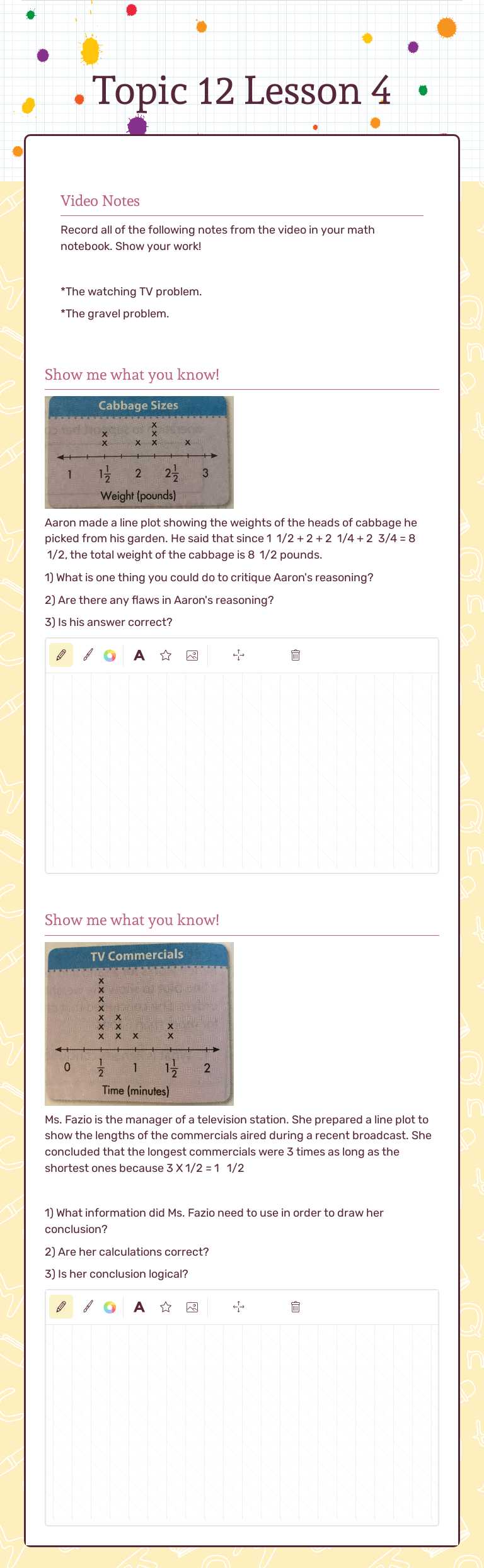 Topic 12 Lesson 4 worksheet preview image