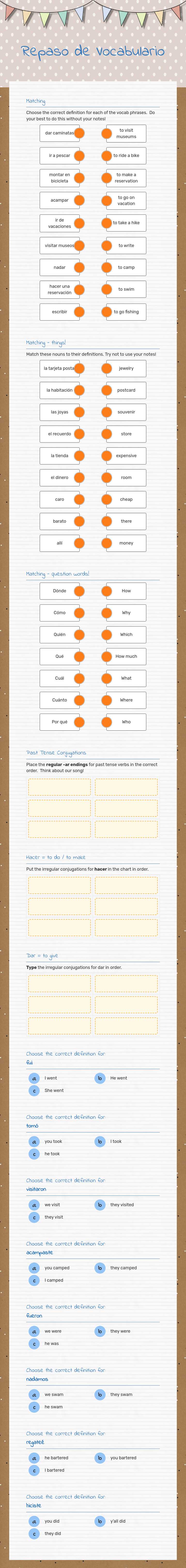 Repaso de Vocabulario worksheet preview image