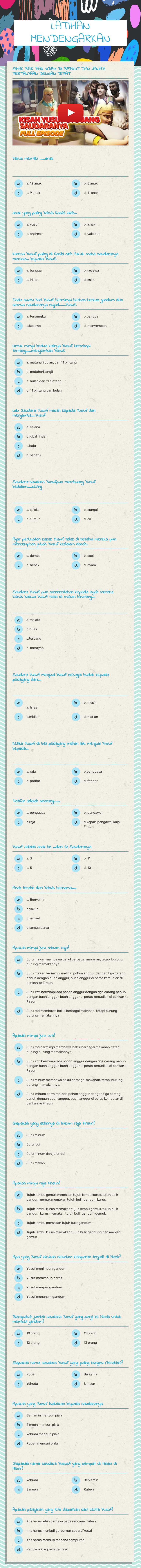 LATIHAN MENDENGARKAN worksheet preview