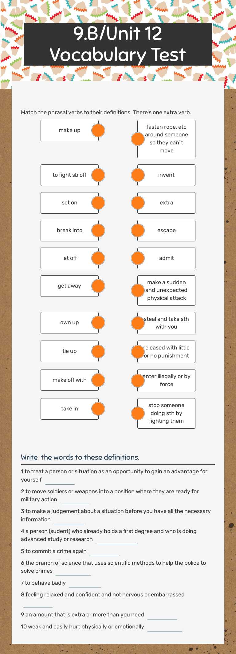 9.B/Unit 12 Vocabulary Test worksheet preview image
