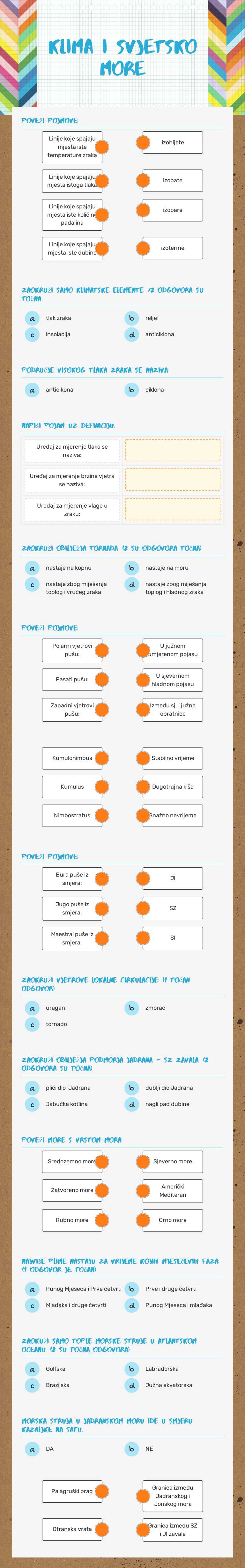 klima i svjetsko more worksheet preview image