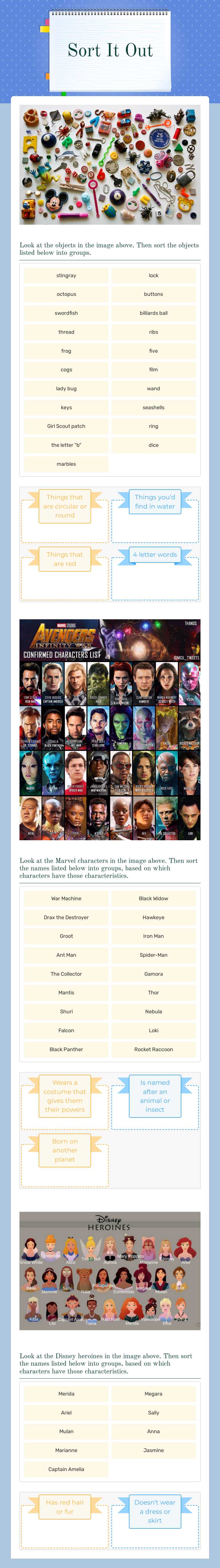 Sort It Out worksheet preview image