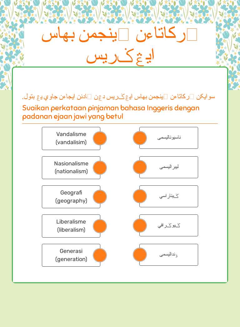 ڤرکاتاءن ڤينجمن بهاس ايڠݢريس worksheet preview image