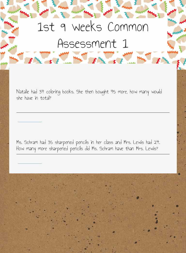 1st 9 weeks Common Assessment 1 worksheet preview image