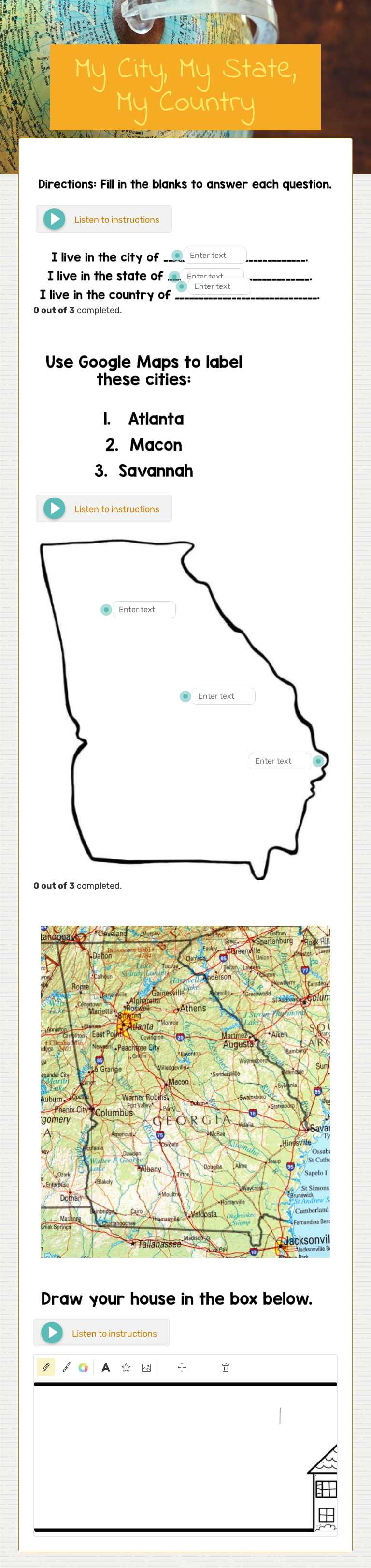 My City, My State, My Country worksheet preview image