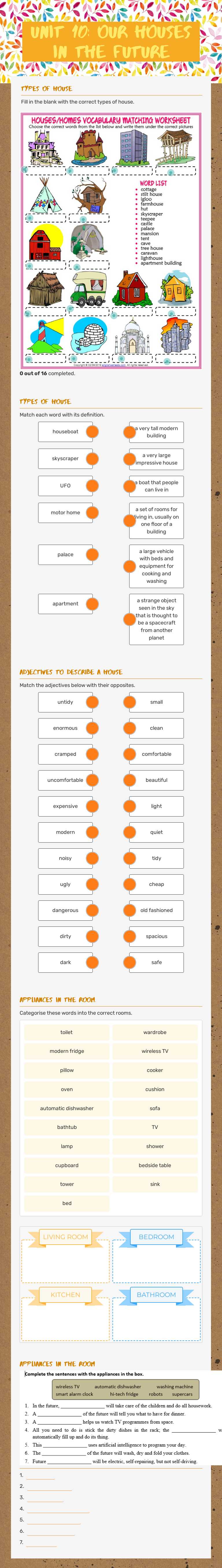 UNIT 10: OUR HOUSES IN THE FUTURE worksheet preview image