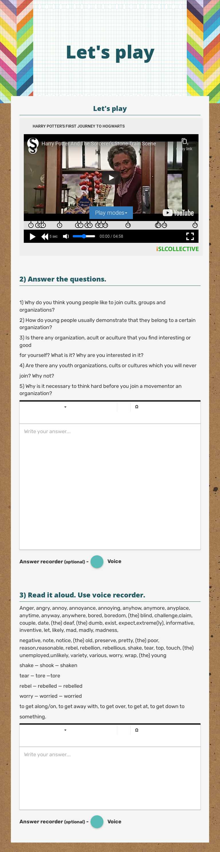 Let's play worksheet preview image