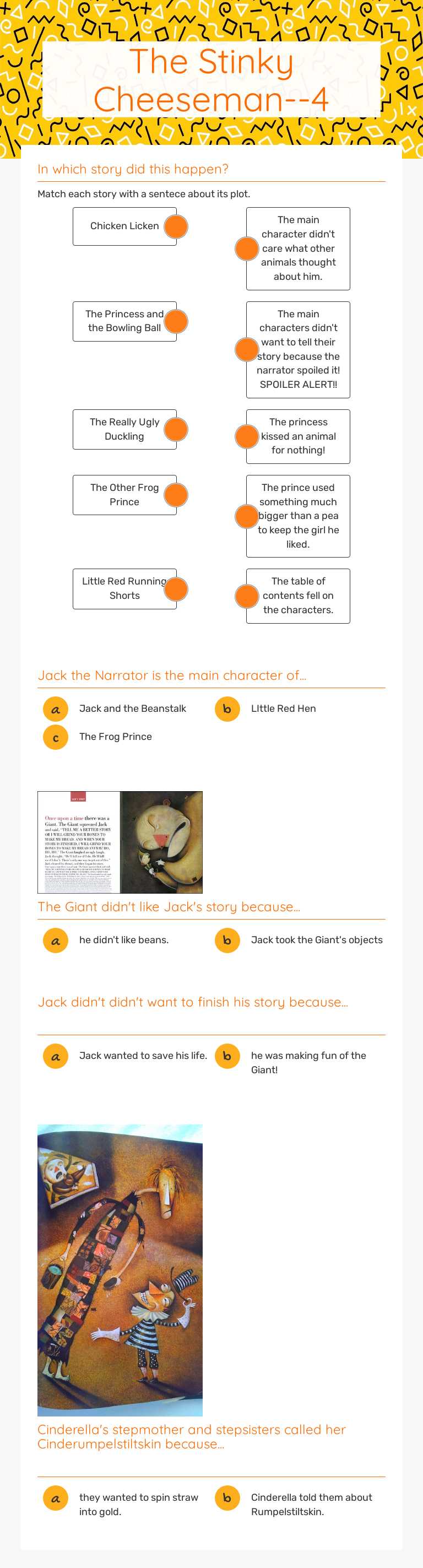 The Stinky Cheeseman--4 worksheet preview image