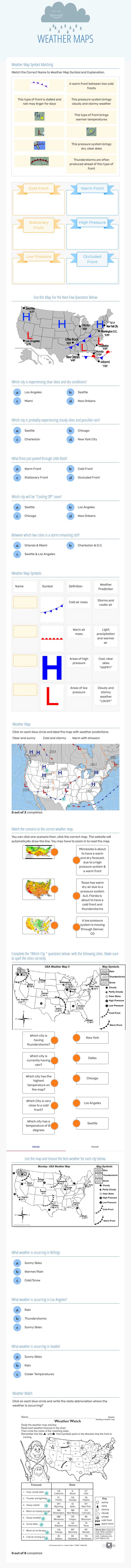 WEATHER MAPS worksheet preview image