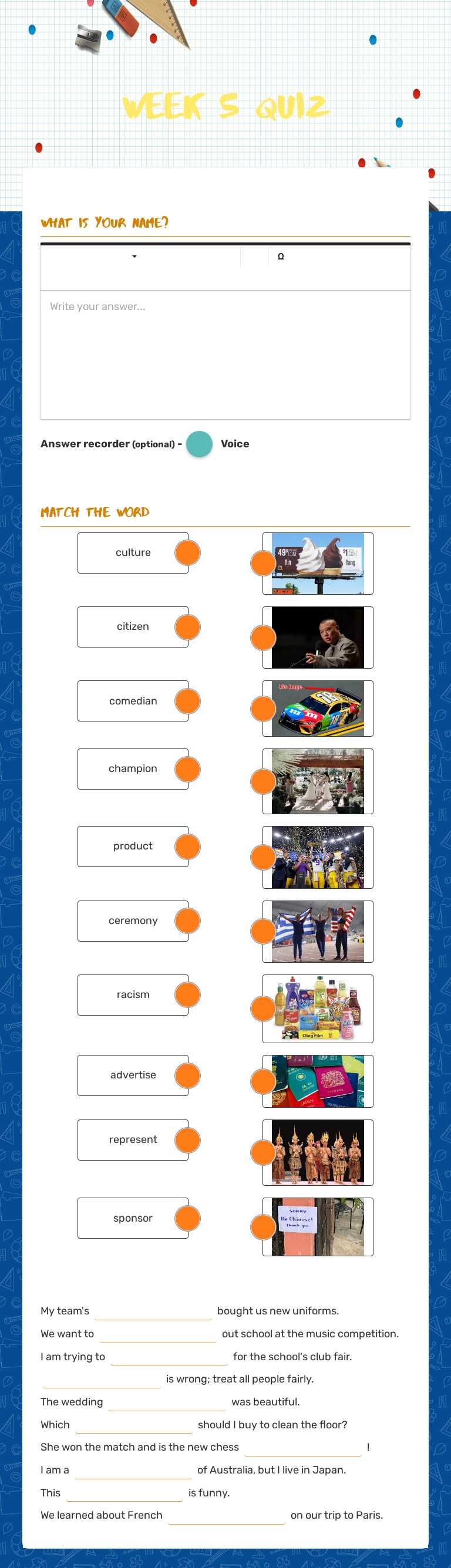 Week 5 Quiz worksheet preview image