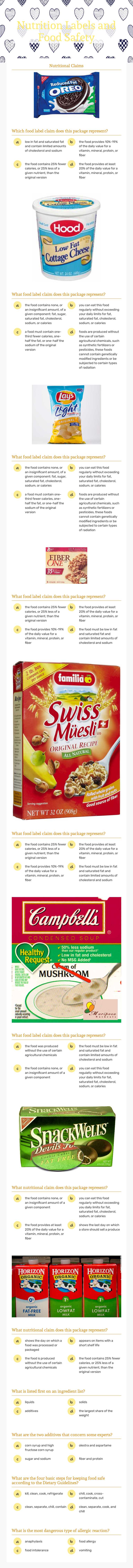 Nutrition Labels and Food Safety worksheet preview image